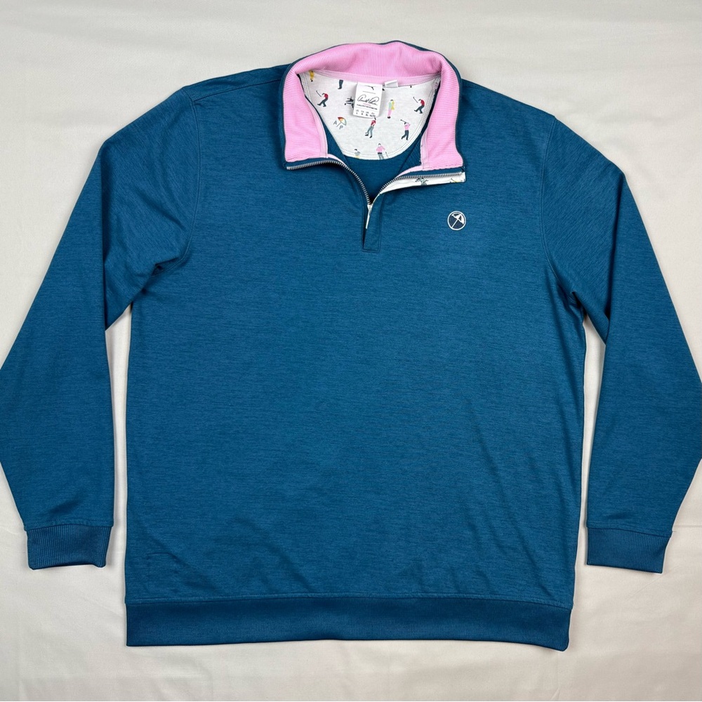 Puma Arnold Palmer Mens 1/4 Zip Pullover Sz Large Blue/Pink C4